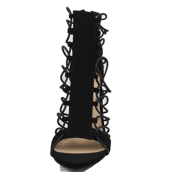 SIZE 7.5 WINSLOW Black Strappy Elastic Stiletto - Picture 4 of 5